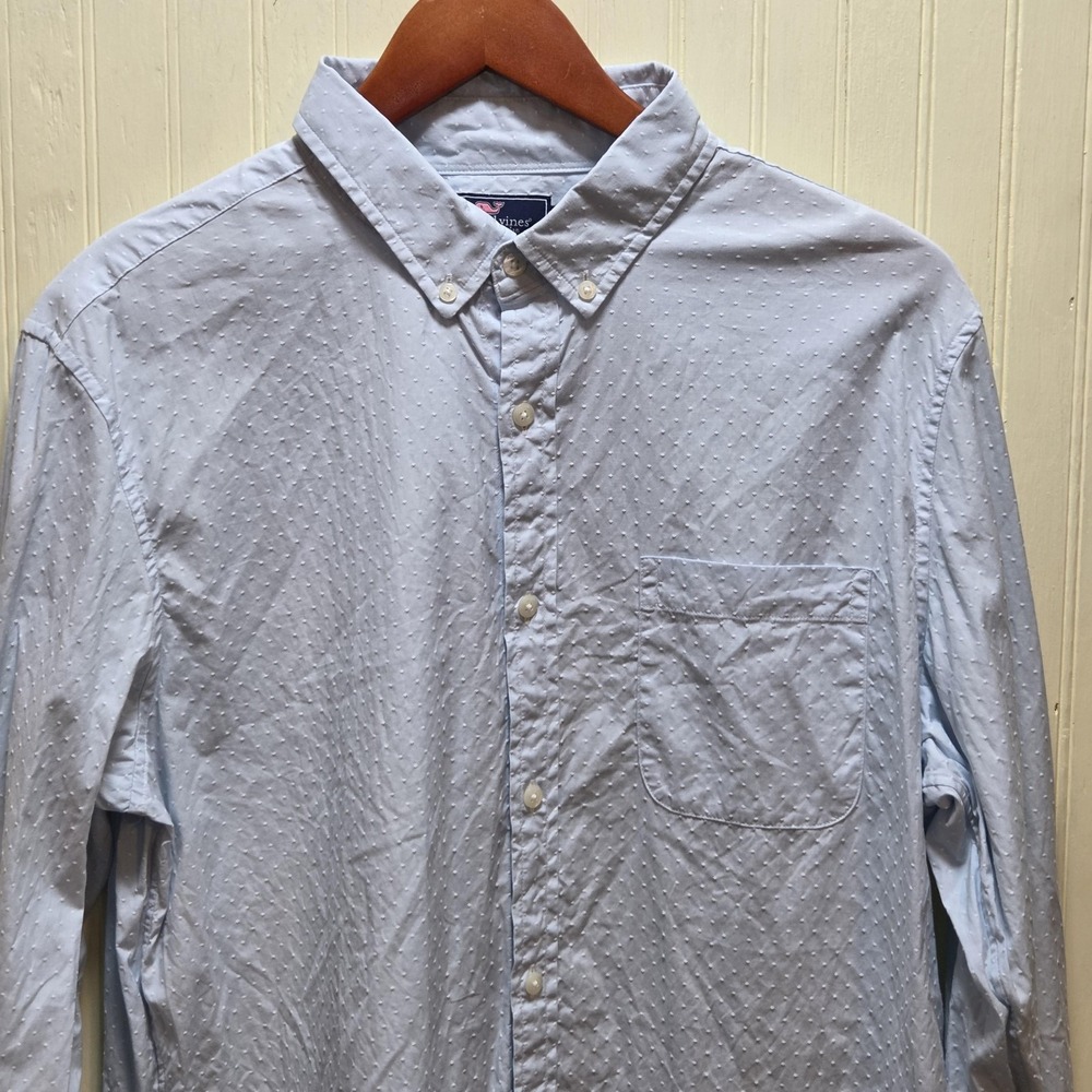 Vineyard Vines Murray Shirt Mens Large Blue Dot Long Sleeve Button Up Slim Fit